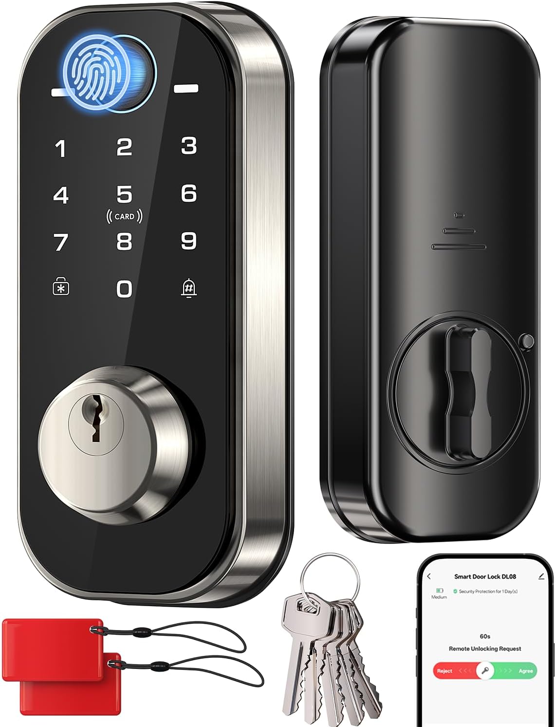 DL08 Fingerprint Keyless Entry Door Locks for Front Door, Black — image 8 of 8