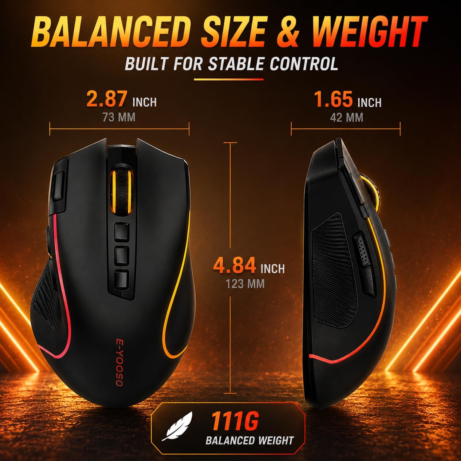 Ergonomic Wireless Gaming Mouse, Tri-Mode, Rapid Fire Key, 8000 DPI — image 8 of 8
