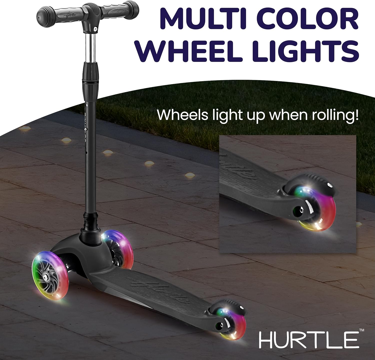 Mini Kickboard 3 Wheel Scooter for Kids Ages 2-5 - Lean-to-Steer Toddler Scooter with Light-up LED Wheels, Adjustable Height & Rear Foot Brake for Boys. & Girls, Anti-Slip, Indoor/Outdoor — image 5 of 7