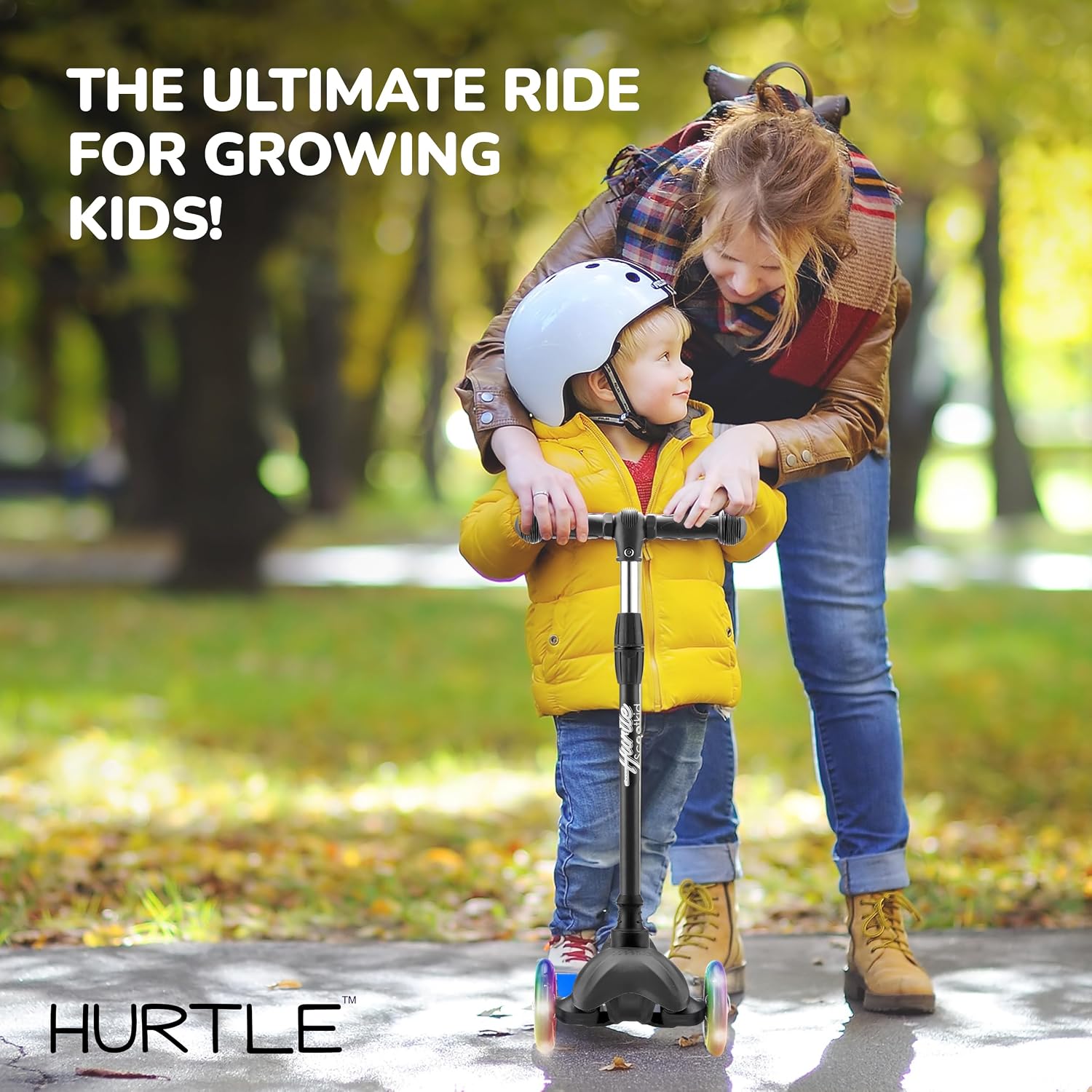Mini Kickboard 3 Wheel Scooter for Kids Ages 2-5 - Lean-to-Steer Toddler Scooter with Light-up LED Wheels, Adjustable Height & Rear Foot Brake for Boys. & Girls, Anti-Slip, Indoor/Outdoor — image 7 of 7
