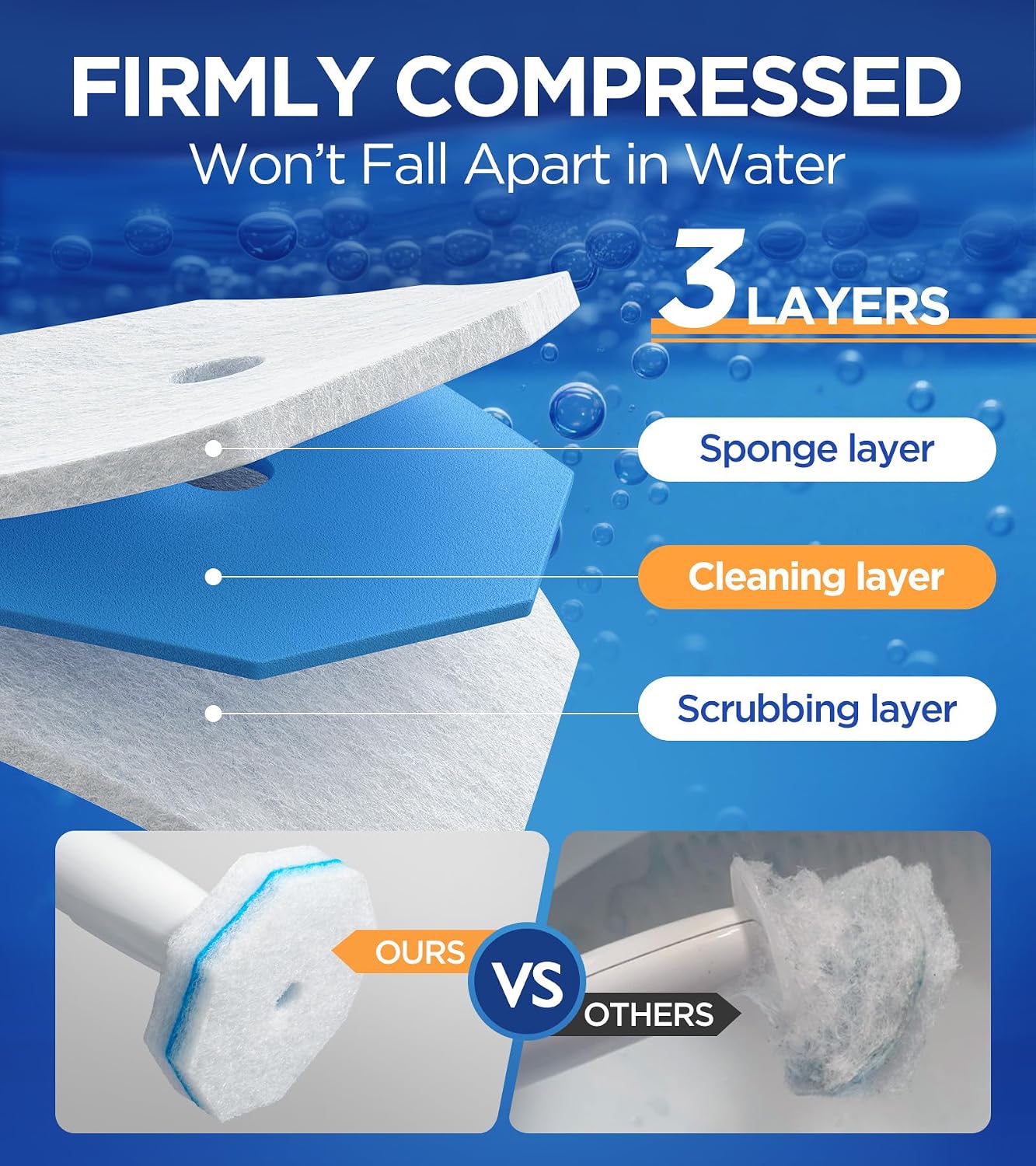 64 Count Refills for Clorox Toilet Wand, 5X Cleaning Power Toilet Bowl Cleaners with Exclusive Formula, High-Density Disposable Toilet Brush Scrubber - No Falling Apart, Fresh Fragrance — image 4 of 7