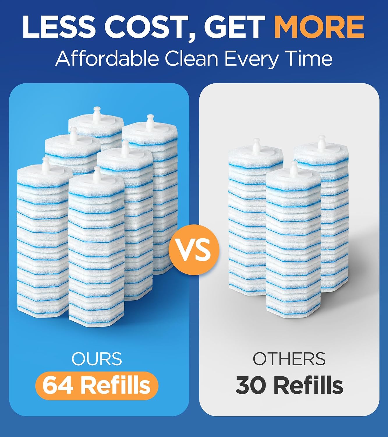 64 Count Refills for Clorox Toilet Wand, 5X Cleaning Power Toilet Bowl Cleaners with Exclusive Formula, High-Density Disposable Toilet Brush Scrubber - No Falling Apart, Fresh Fragrance — image 5 of 7