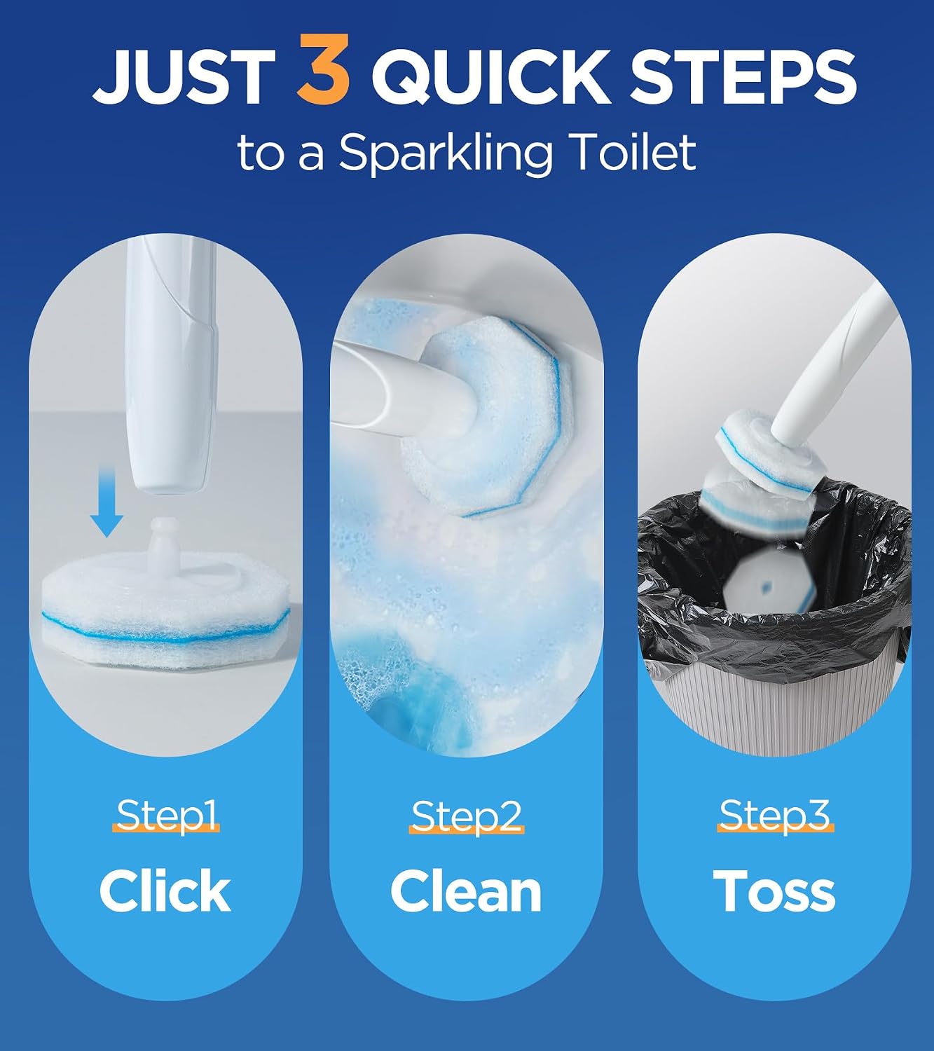 64 Count Refills for Clorox Toilet Wand, 5X Cleaning Power Toilet Bowl Cleaners with Exclusive Formula, High-Density Disposable Toilet Brush Scrubber - No Falling Apart, Fresh Fragrance — image 6 of 7