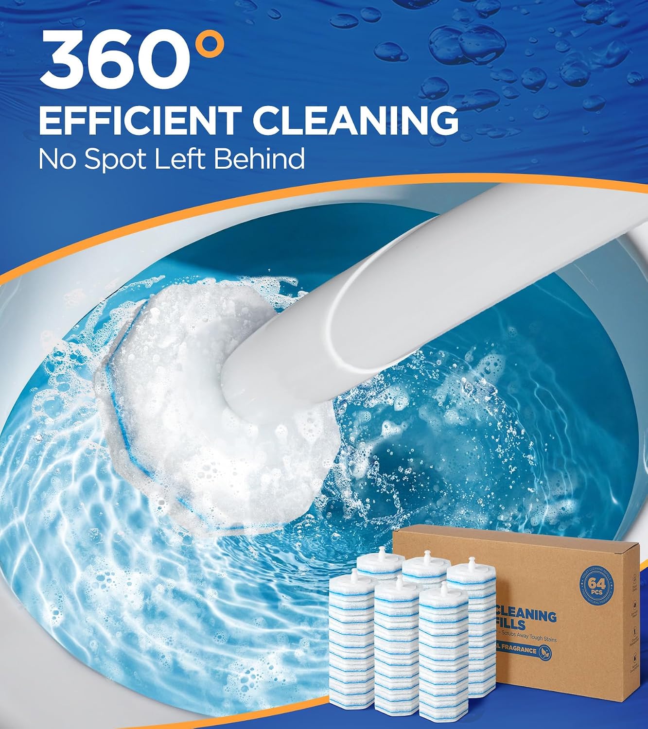 64 Count Refills for Clorox Toilet Wand, 5X Cleaning Power Toilet Bowl Cleaners with Exclusive Formula, High-Density Disposable Toilet Brush Scrubber - No Falling Apart, Fresh Fragrance — image 7 of 7