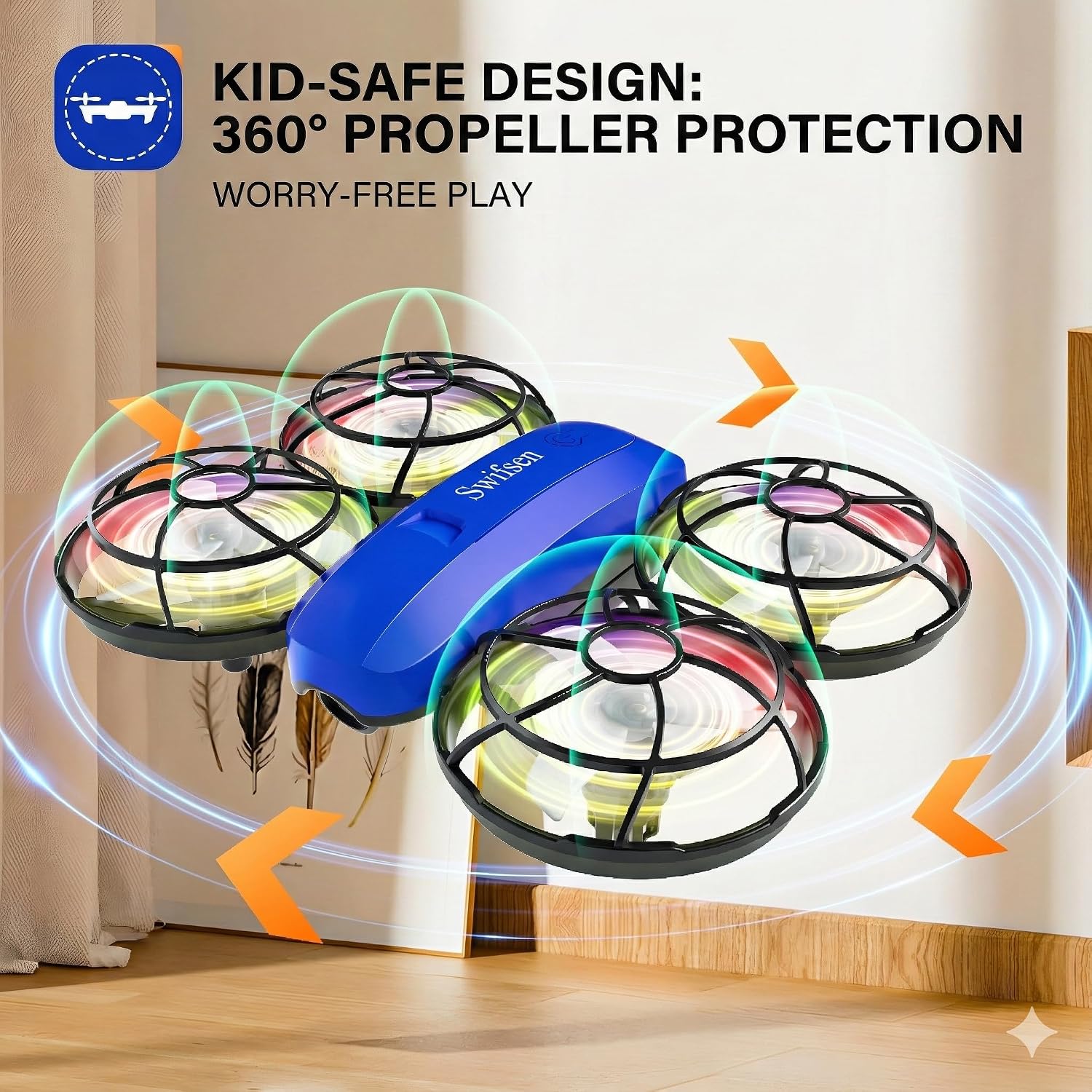 Drones for Kids with Camera,Rc Drone Indoor Small Helicopter,Birthday Gifts for Boys and Girls Beginners Friendly,Mini Quadcopter Toy With 2 Batteries,Propeller Protect,Altitude Hold — image 3 of 6