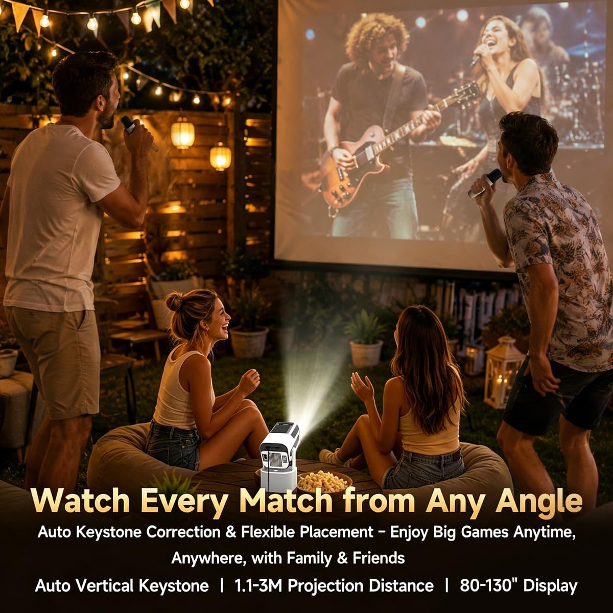 Mini Projector with WiFi and Bluetooth, 2 Microphones, 180 ANSI Lumens, 4K — image 6 of 9