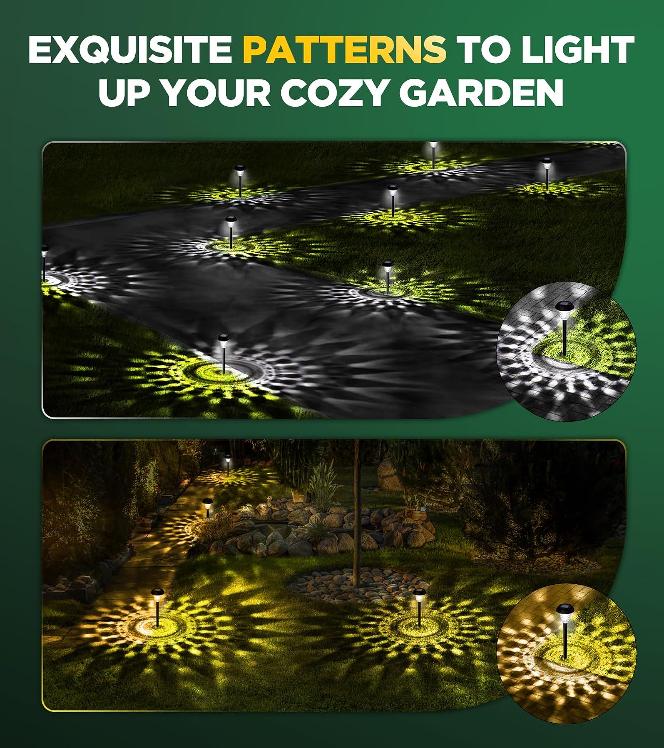 10 Pack Ultra Bright Solar Lights Outdoor Waterproof, from Dusk to Dawn Up to 12H Outdoor Solar Lights, Auto On/Off Solar Powered Garden Pathway Lights, Landscape Lighting Decorative for Yard, Patio — image 2 of 7