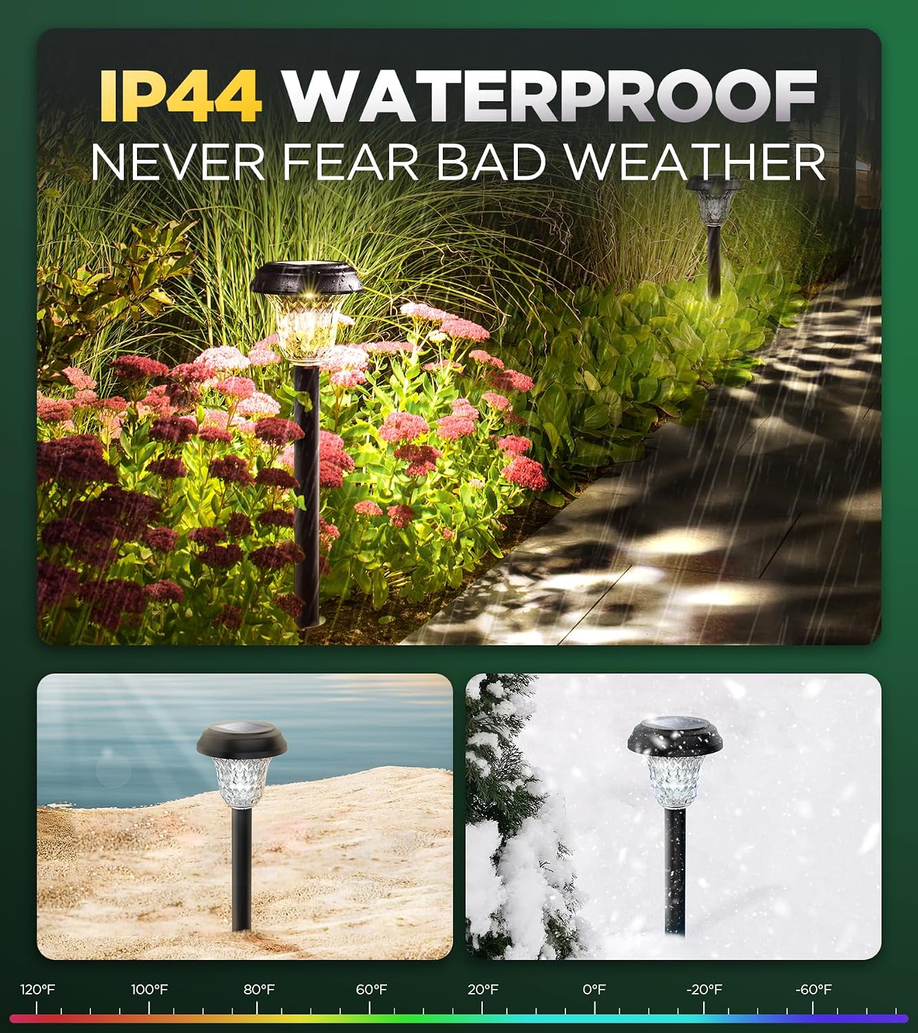 10 Pack Ultra Bright Solar Lights Outdoor Waterproof, from Dusk to Dawn Up to 12H Outdoor Solar Lights, Auto On/Off Solar Powered Garden Pathway Lights, Landscape Lighting Decorative for Yard, Patio — image 4 of 7