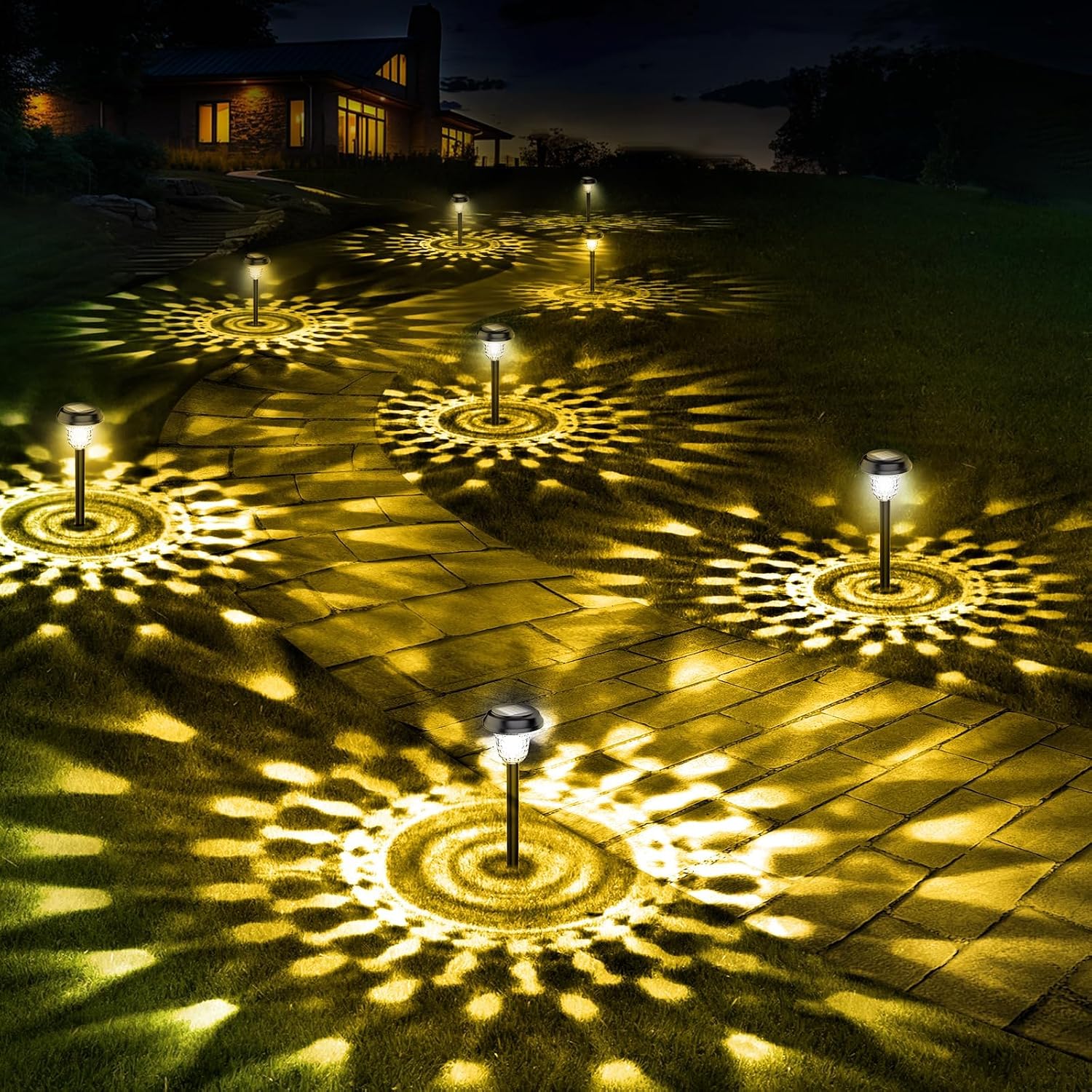 10 Pack Ultra Bright Solar Lights Outdoor Waterproof, from Dusk to Dawn Up to 12H Outdoor Solar Lights, Auto On/Off Solar Powered Garden Pathway Lights, Landscape Lighting Decorative for Yard, Patio — image 7 of 7