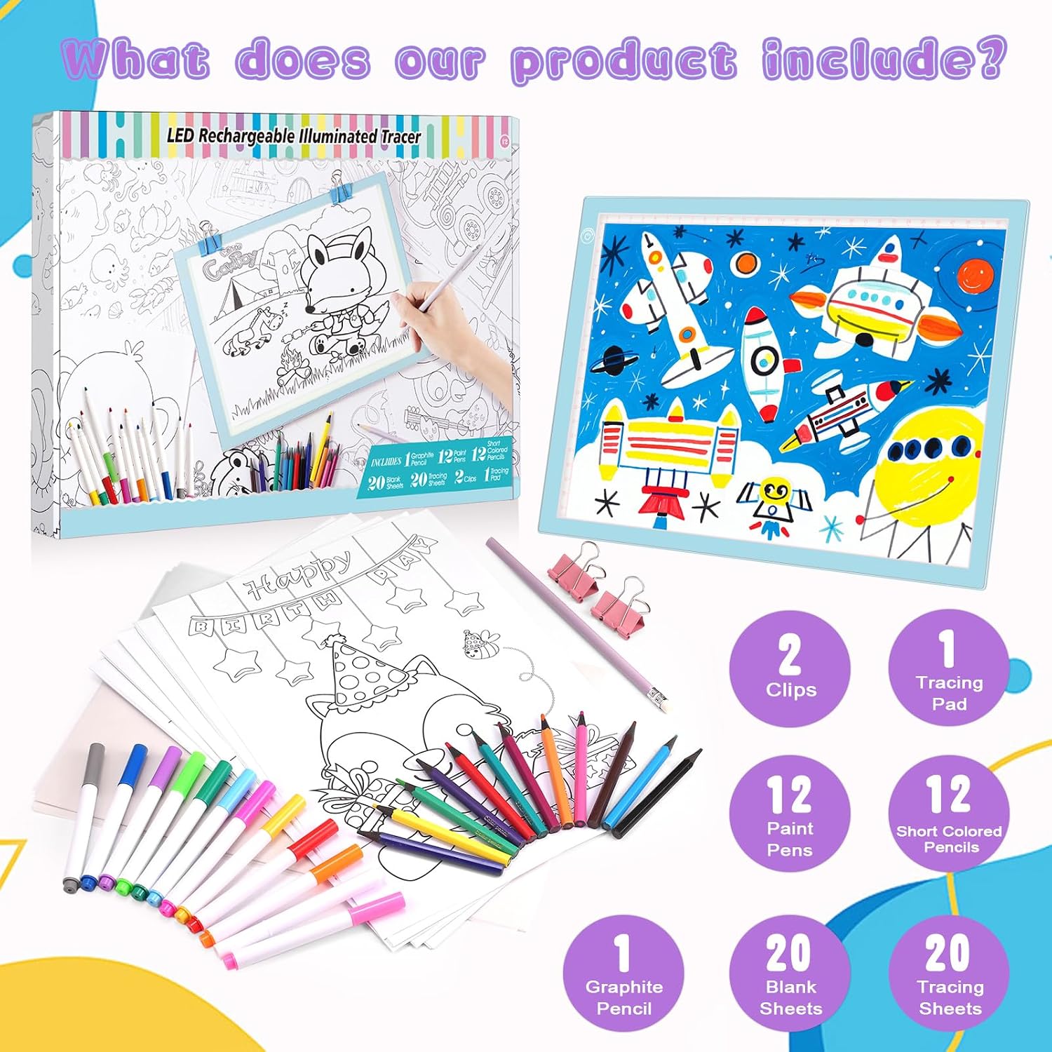 Light Up Tracing Board Kits Blue, 15" Writing Tracer Pad for Kids Ages 3-12 — image 2 of 10