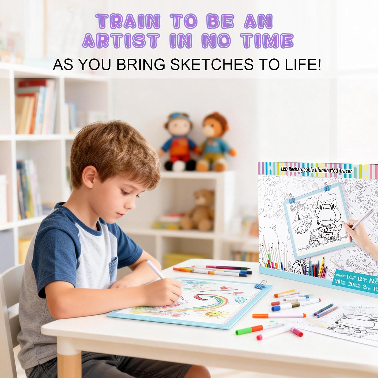 Light Up Tracing Board Kits Blue, 15" Writing Tracer Pad for Kids Ages 3-12 — image 6 of 10
