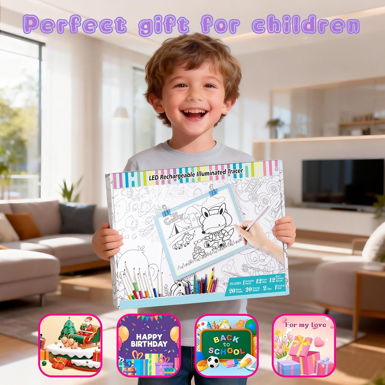 Light Up Tracing Board Kits Blue, 15" Writing Tracer Pad for Kids Ages 3-12 — image 7 of 10