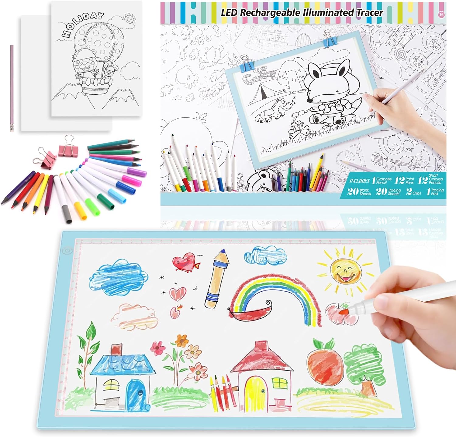 Light Up Tracing Board Kits Blue, 15" Writing Tracer Pad for Kids Ages 3-12 — image 9 of 10