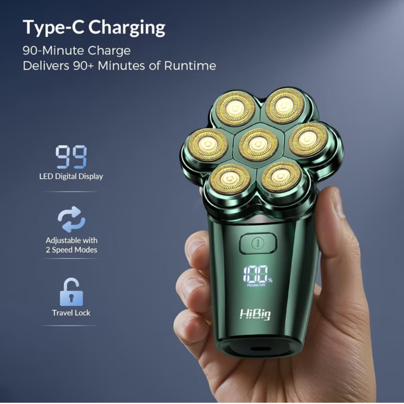 Head Shaver for Bald Men (Green) — image 7 of 7