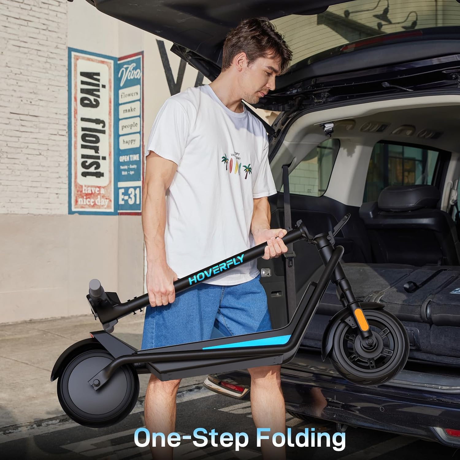 HOVERFLY Electric Scooter for Adults, 10" Solid Tires, 36V 7.8Ah Battery, Electric Code Lock, Big LCD Display w/ Cruise Control, Front Suspension Foldable Escooter — image 7 of 11