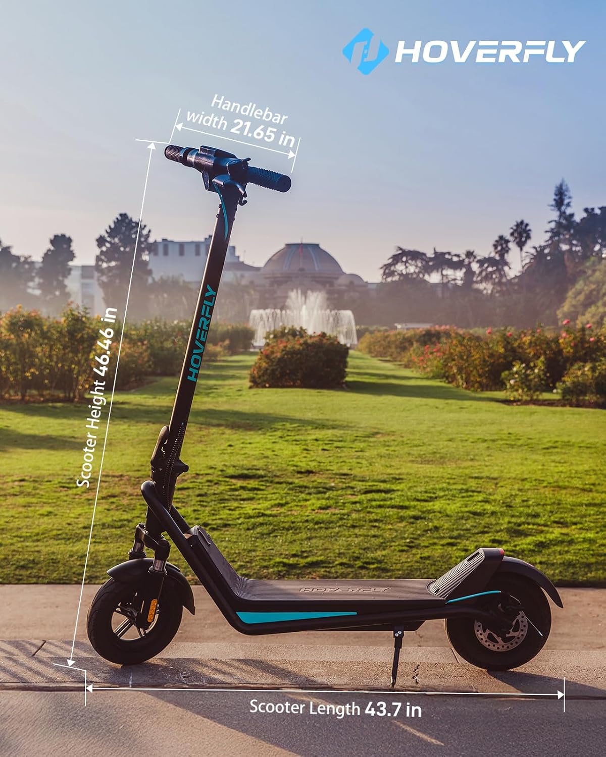 HOVERFLY Electric Scooter for Adults, 10" Solid Tires, 36V 7.8Ah Battery, Electric Code Lock, Big LCD Display w/ Cruise Control, Front Suspension Foldable Escooter — image 8 of 11