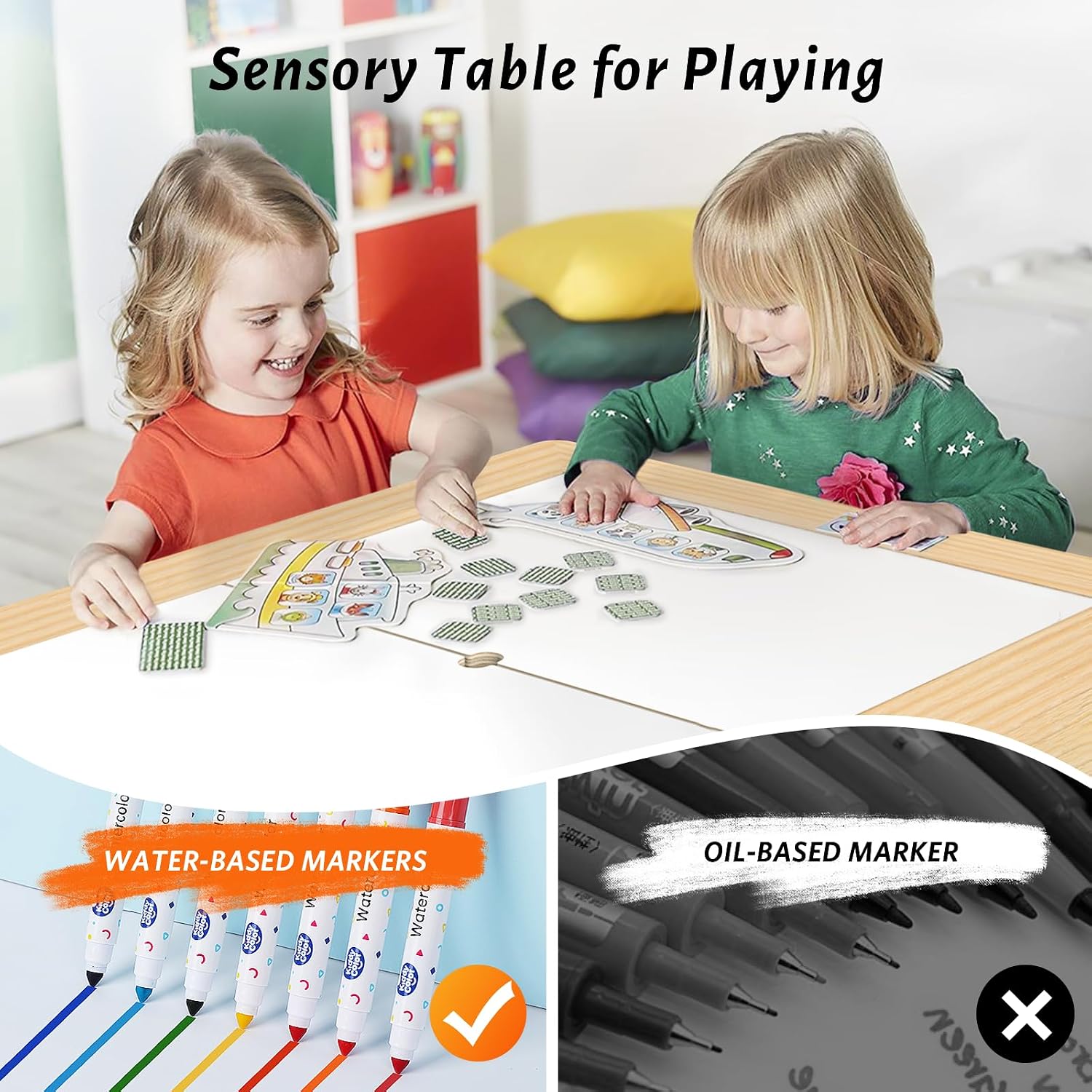 Sensory Table for Toddlers Kids Play Wooden Sand Water Table with Double-Sided Board & Foldable Storage Bins for Indoor and Outdoor Use, Birthday Gifts for Boys and Girls-Natural Color — image 3 of 8