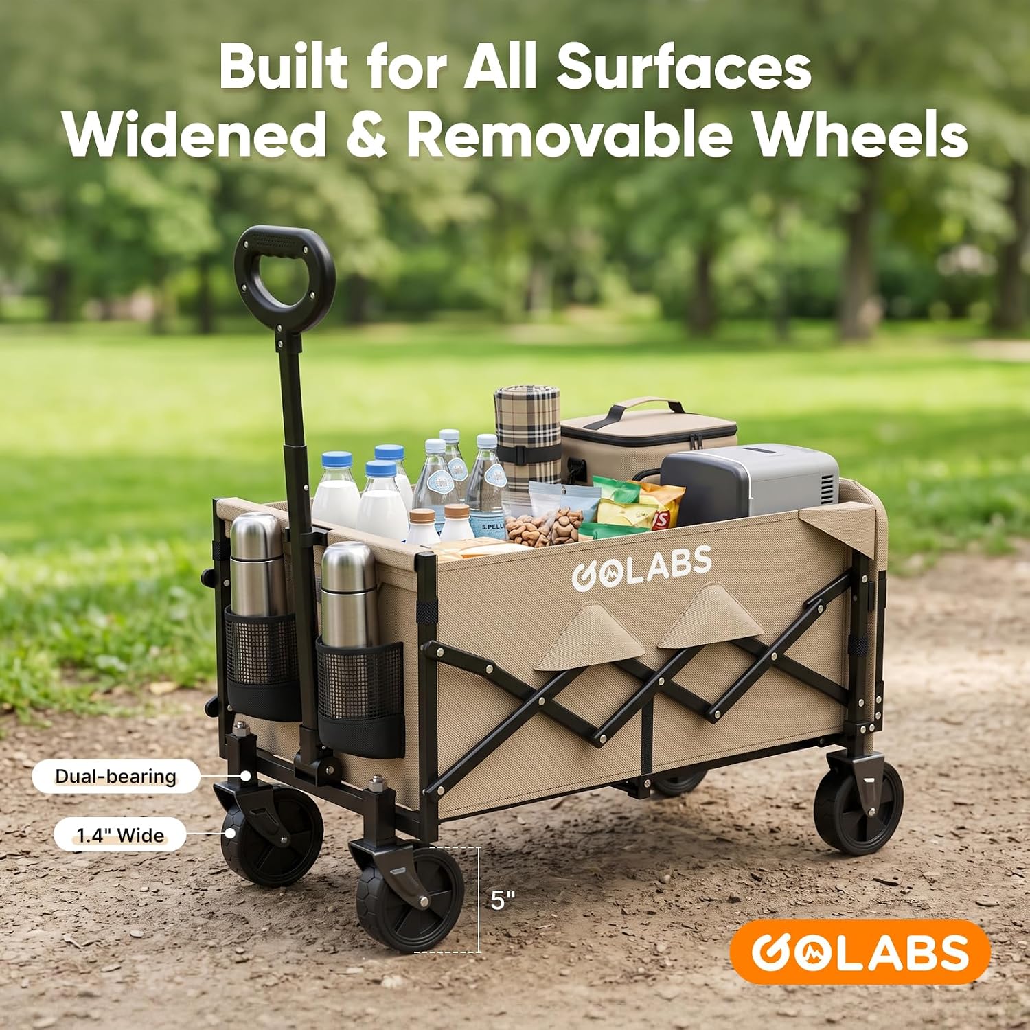 WA1 Collapsible Folding Wagon Cart, Max 220lb Load, Expands to 100L — image 5 of 7