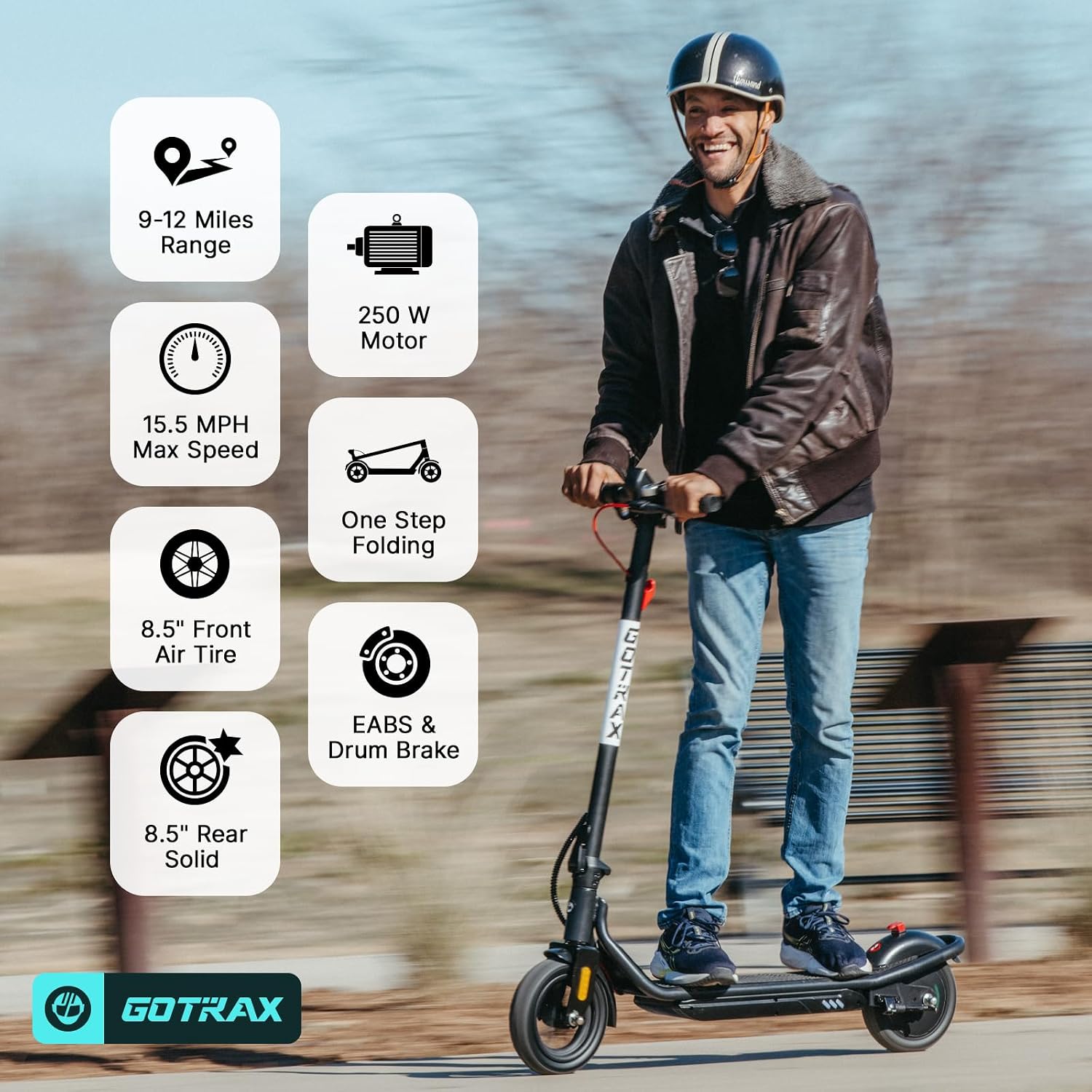 GOTRAX Electric Scooter for Adult,8.5" Tire,12 Mile & 15.5Mph by 250W Motor — image 2 of 12