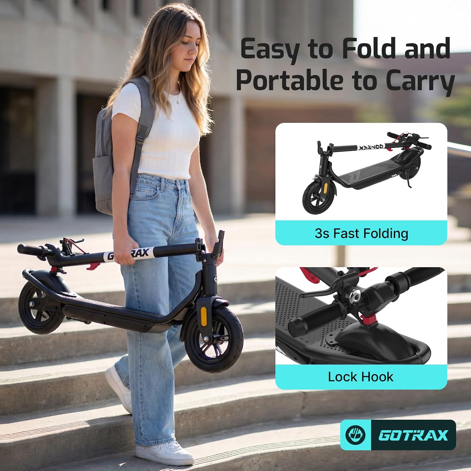 GOTRAX Electric Scooter for Adult,8.5" Tire,12 Mile & 15.5Mph by 250W Motor — image 7 of 12