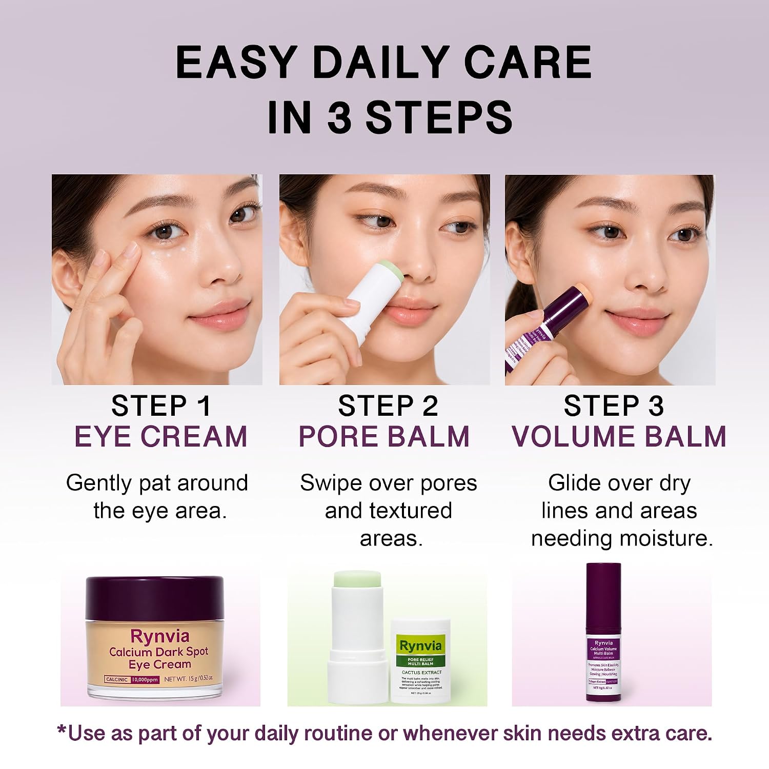 3-Piece Facial Skincare Set with Pore Care Multi Balm Stick, Calcium Eye Cream and Collagen Multi Balm Stick for Under Eyes, Face, Lips, Smile Lines and Neck — image 5 of 7