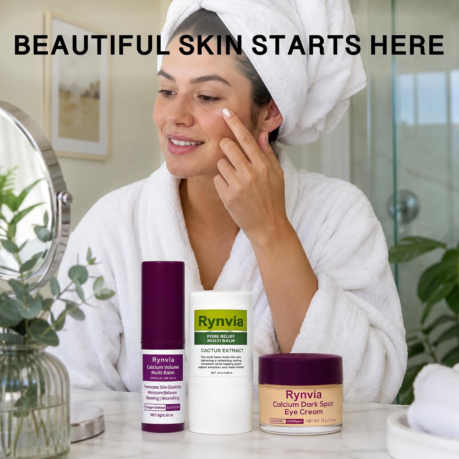 3-Piece Facial Skincare Set with Pore Care Multi Balm Stick, Calcium Eye Cream and Collagen Multi Balm Stick for Under Eyes, Face, Lips, Smile Lines and Neck — image 7 of 7