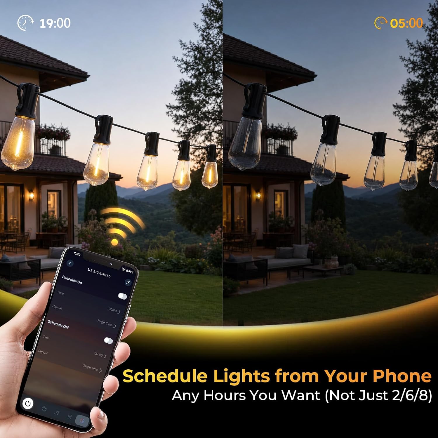 200FT Outdoor String Lights Waterproof Patio Lights with Remote APP Control — image 5 of 6