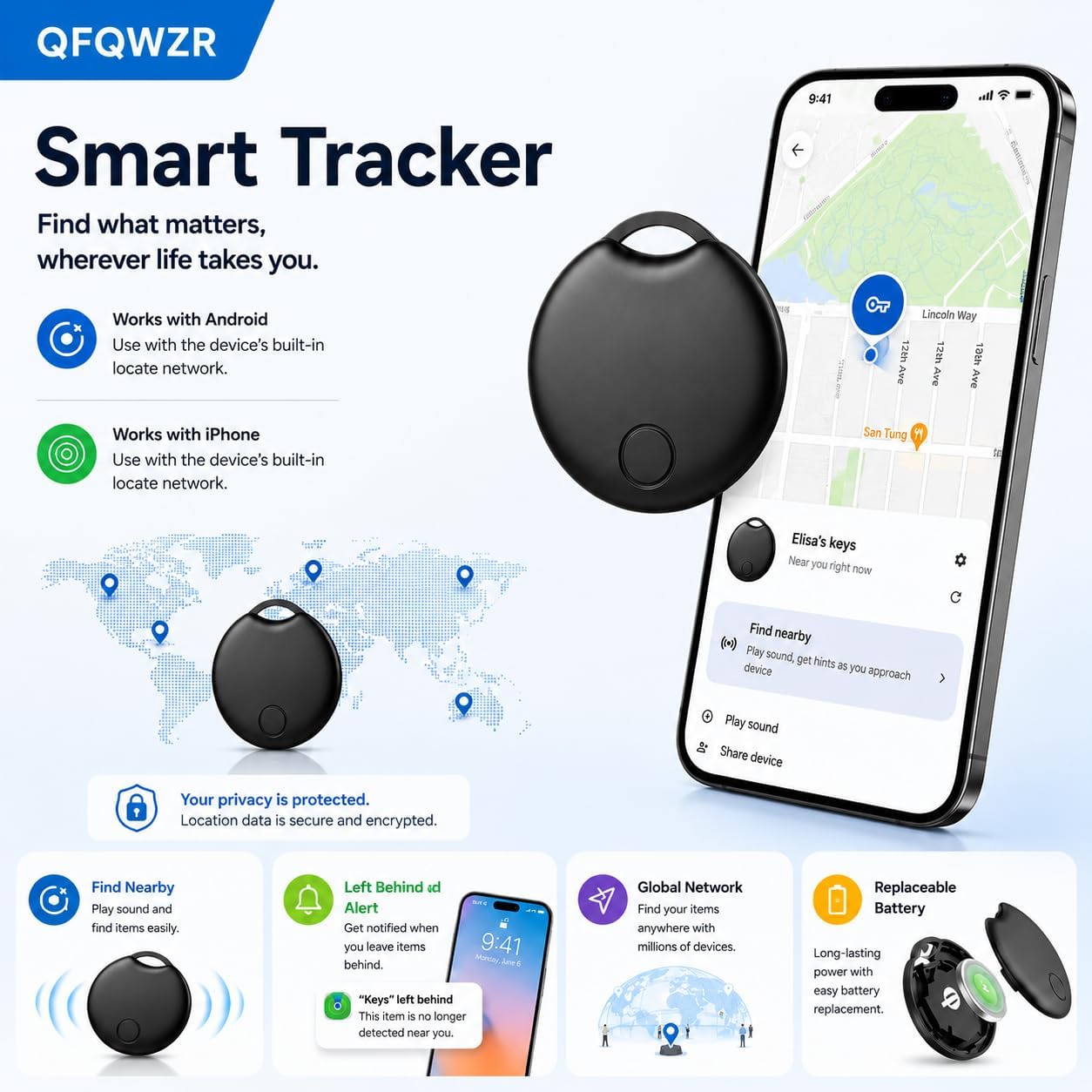 2026 Tracker Smart Tags for iOS and Android,Dual System Android Tracker Tags Bluetooth Key Finder Compatible with iOS and Android for Keys, Luggage and More — image 2 of 7
