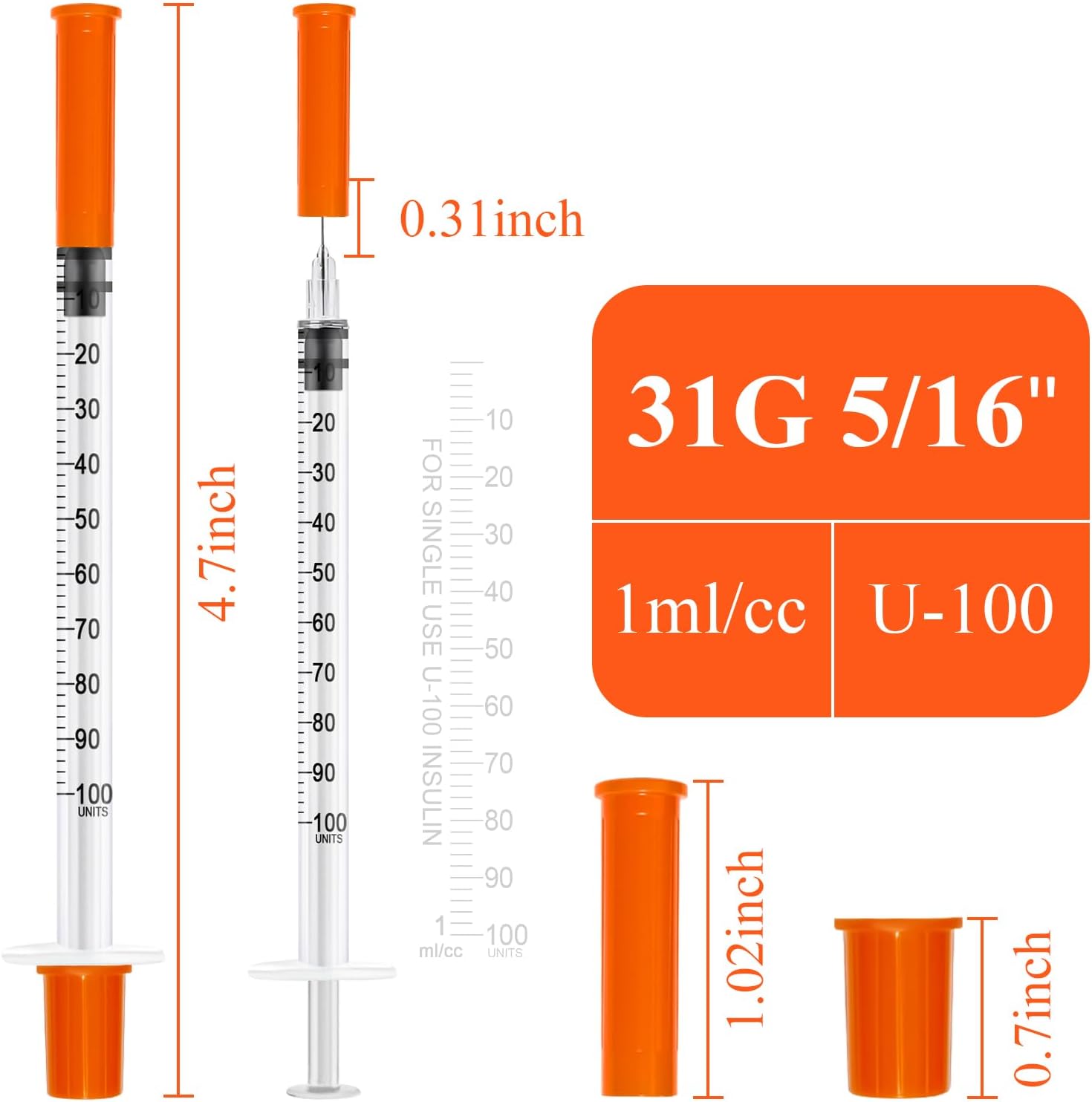 1ml 31Ga 5/16" (8mm) Syringe with Needle, Individually Wrapped, Pack of 30 — image 2 of 10