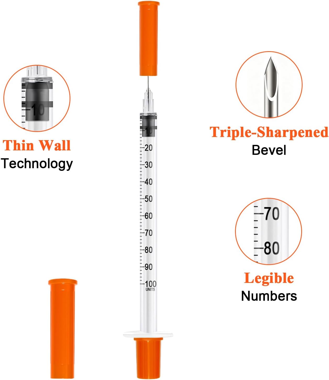1ml 31Ga 5/16" (8mm) Syringe with Needle, Individually Wrapped, Pack of 30 — image 4 of 10
