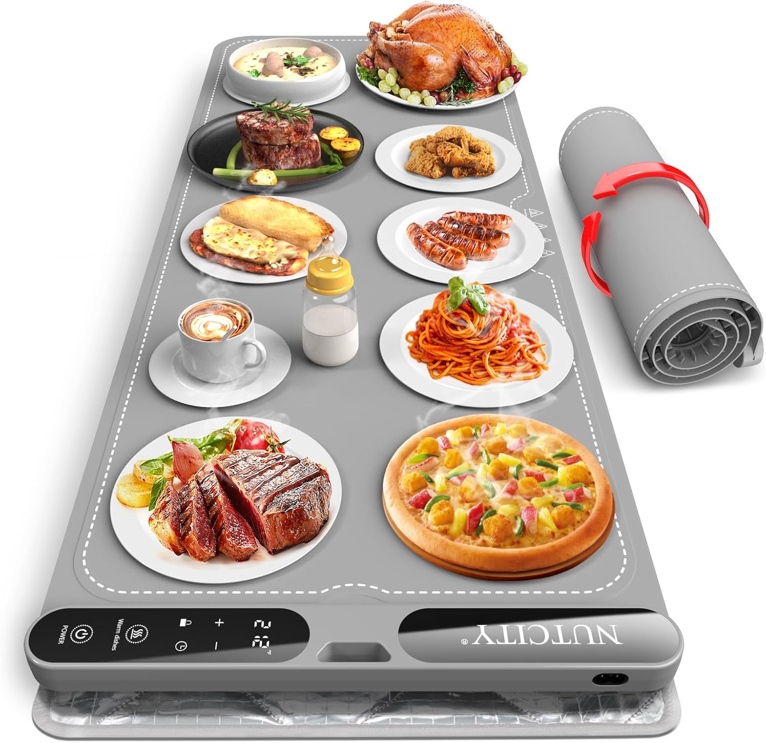 Warming Mat for Food Extra Large 40" x 15" with Insulation Pad (Starry Gray) — image 11 of 11