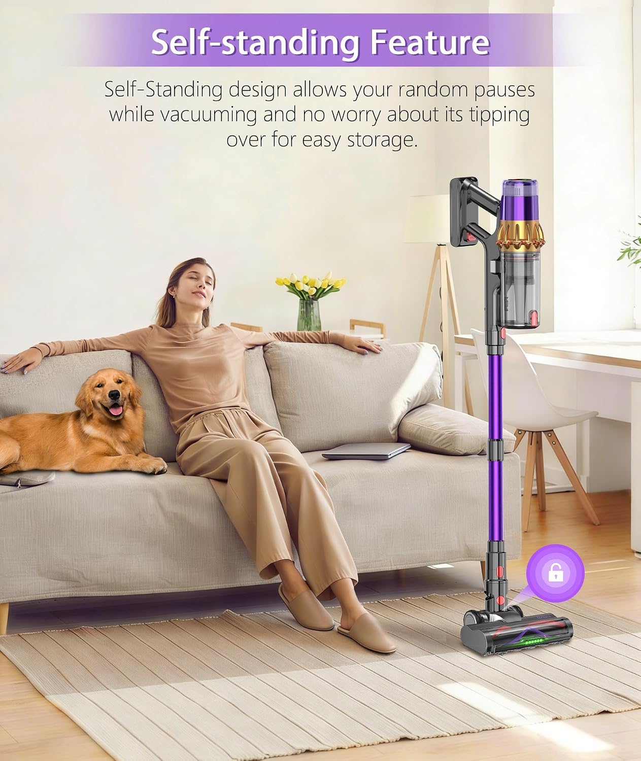 Cordless Vacuum Cleaner, V10 55KPa Anti-Tangle Stick Vac — image 3 of 9