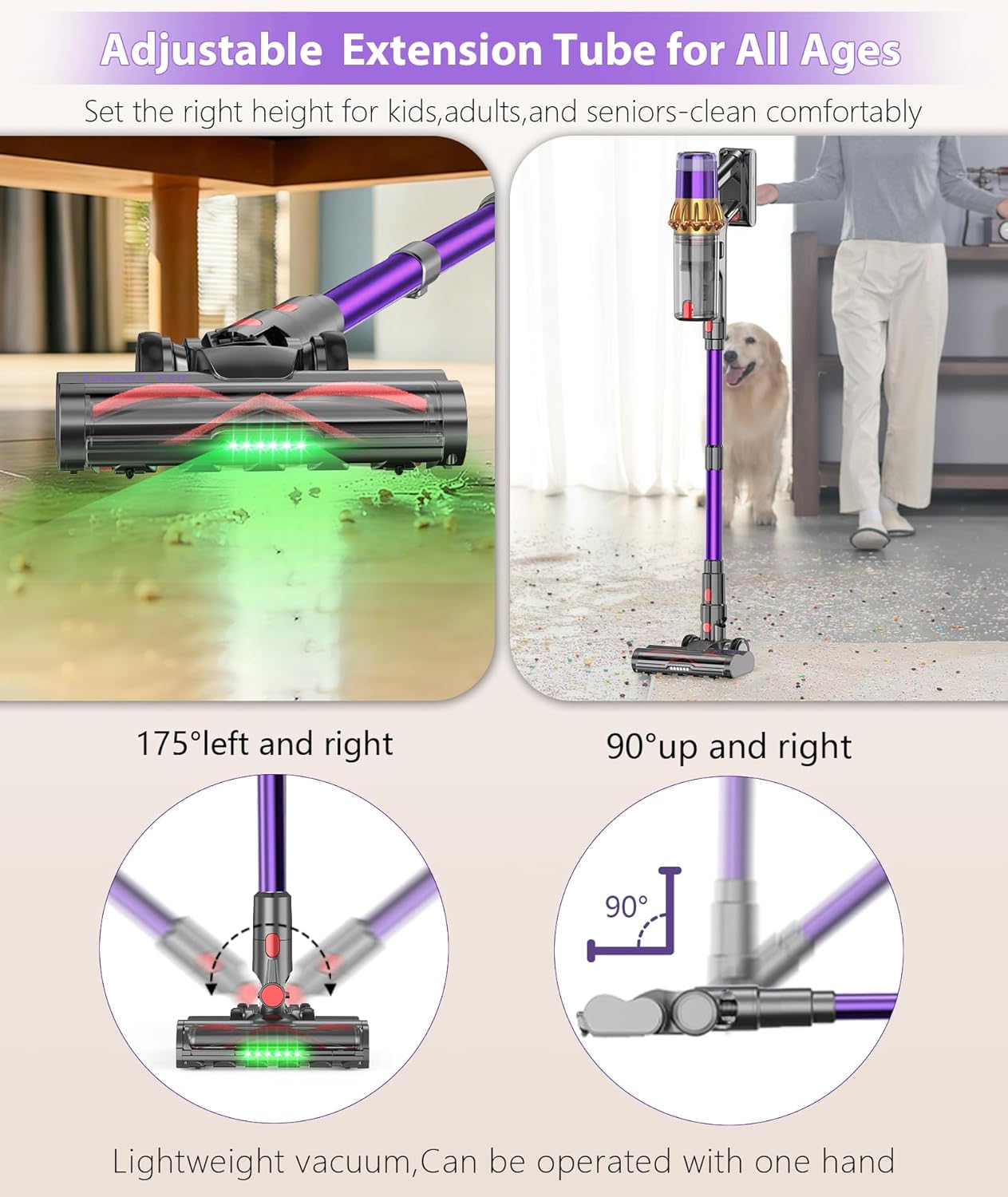 Cordless Vacuum Cleaner, V10 55KPa Anti-Tangle Stick Vac — image 6 of 9