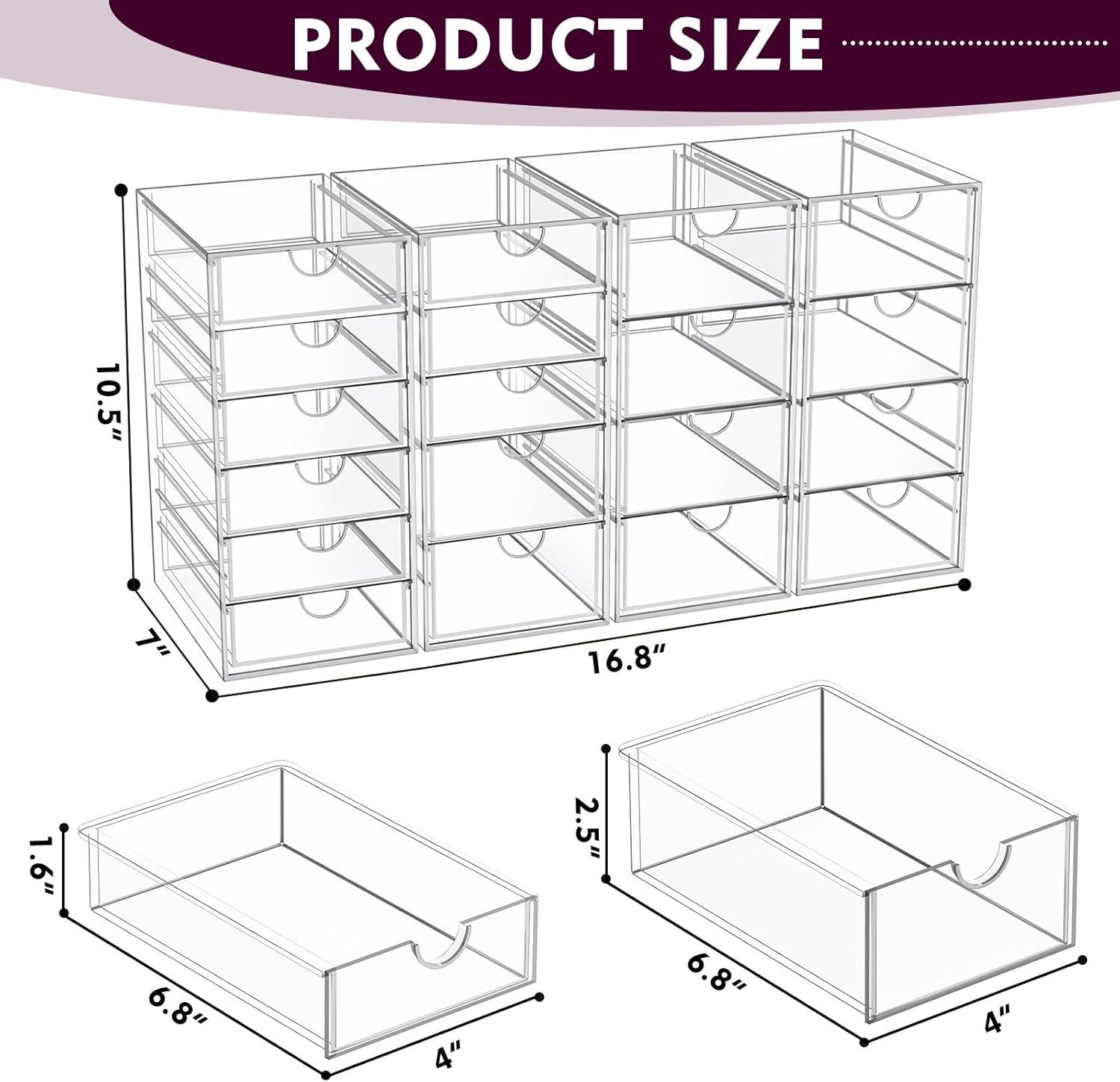 Acrylic Makeup Organizer with 19 Drawers,Storage Drawer Organizer — image 3 of 8