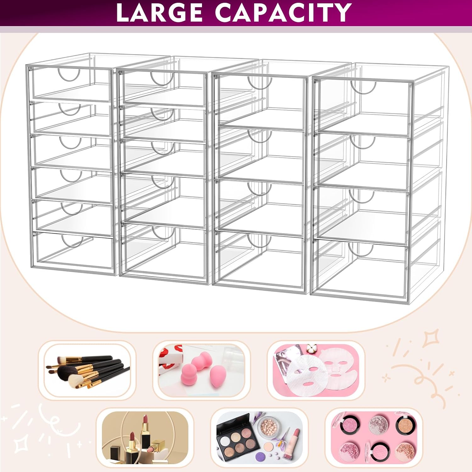 Acrylic Makeup Organizer with 19 Drawers,Storage Drawer Organizer — image 5 of 8