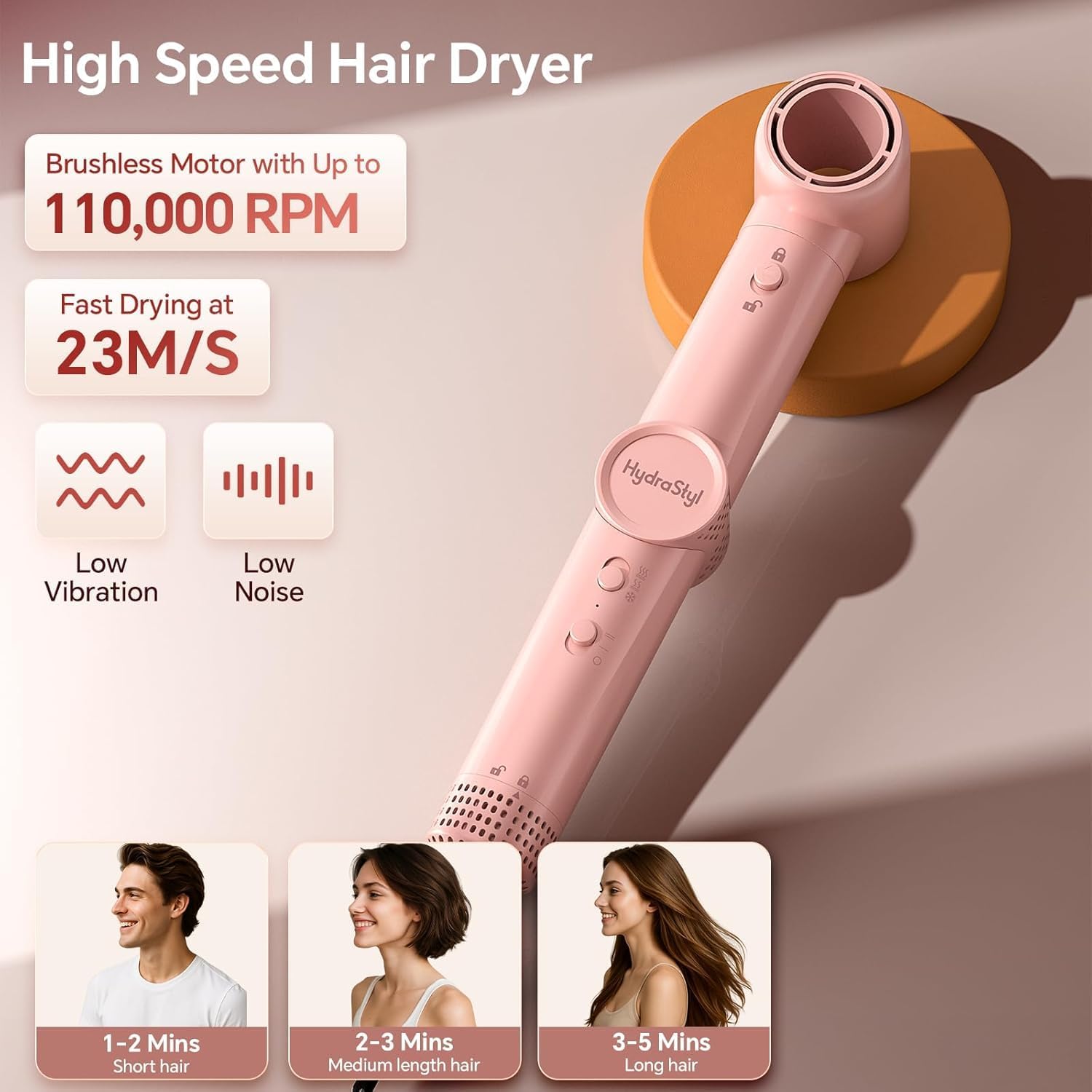 5 in 1 Hair Dryer Brush, High-Speed Auto Wrap Curling Brush with Interchangeable Heads, Negative Ionic Anti-Frizz Technology for Fast Drying & Volumizing,Includes Travel Case Gift for Women — image 3 of 9