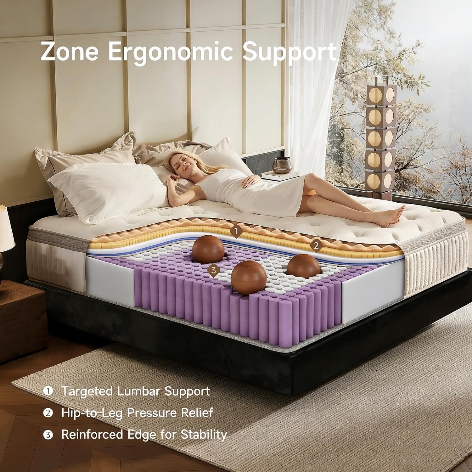 Queen Mattress, 12 Inch Hybrid Queen Mattress in a Box, Memory Foam & Individual Pocket Springs, Medium Firm, Motion Isolation, Ideal for All Sleep Positions, CertiPUR-US Certified — image 2 of 10