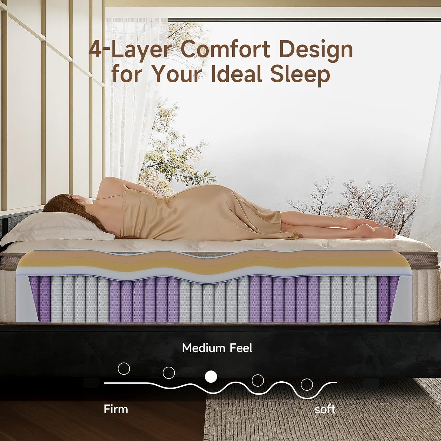 Queen Mattress, 12 Inch Hybrid Queen Mattress in a Box, Memory Foam & Individual Pocket Springs, Medium Firm, Motion Isolation, Ideal for All Sleep Positions, CertiPUR-US Certified — image 3 of 10