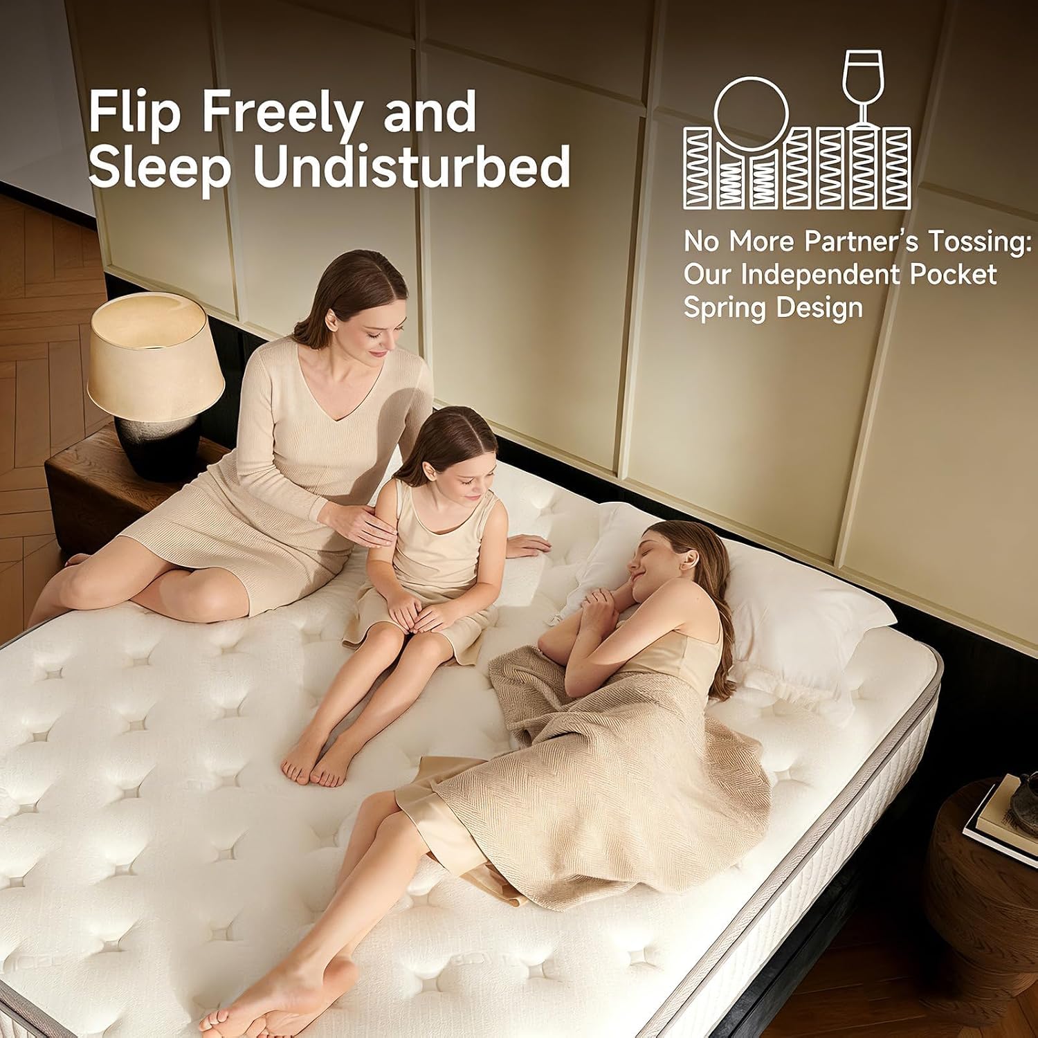 Queen Mattress, 12 Inch Hybrid Queen Mattress in a Box, Memory Foam & Individual Pocket Springs, Medium Firm, Motion Isolation, Ideal for All Sleep Positions, CertiPUR-US Certified — image 4 of 10