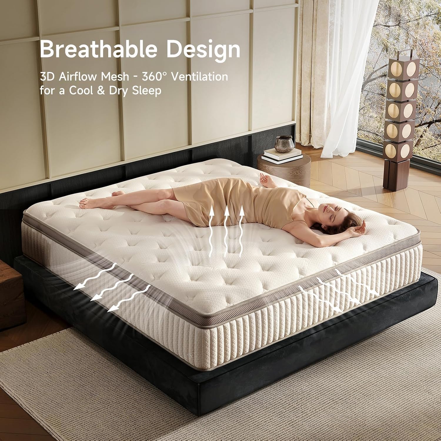 Queen Mattress, 12 Inch Hybrid Queen Mattress in a Box, Memory Foam & Individual Pocket Springs, Medium Firm, Motion Isolation, Ideal for All Sleep Positions, CertiPUR-US Certified — image 6 of 10