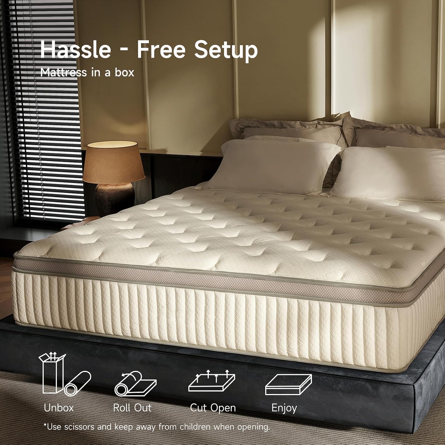 Queen Mattress, 12 Inch Hybrid Queen Mattress in a Box, Memory Foam & Individual Pocket Springs, Medium Firm, Motion Isolation, Ideal for All Sleep Positions, CertiPUR-US Certified — image 8 of 10