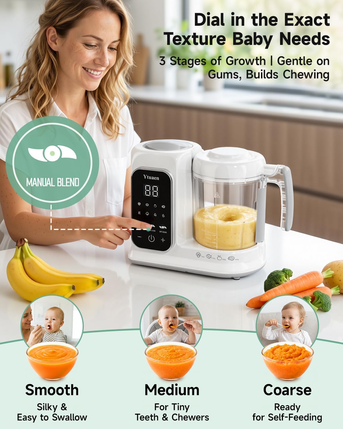 Baby Food Maker with Large Steam Basket Onestep Baby Food Processor Steamer with Steam & Grinding, Auto Cooking Self-Cleaning & Sterili-zing, BPA-Free for Healthy Homemade Baby Food — image 4 of 9