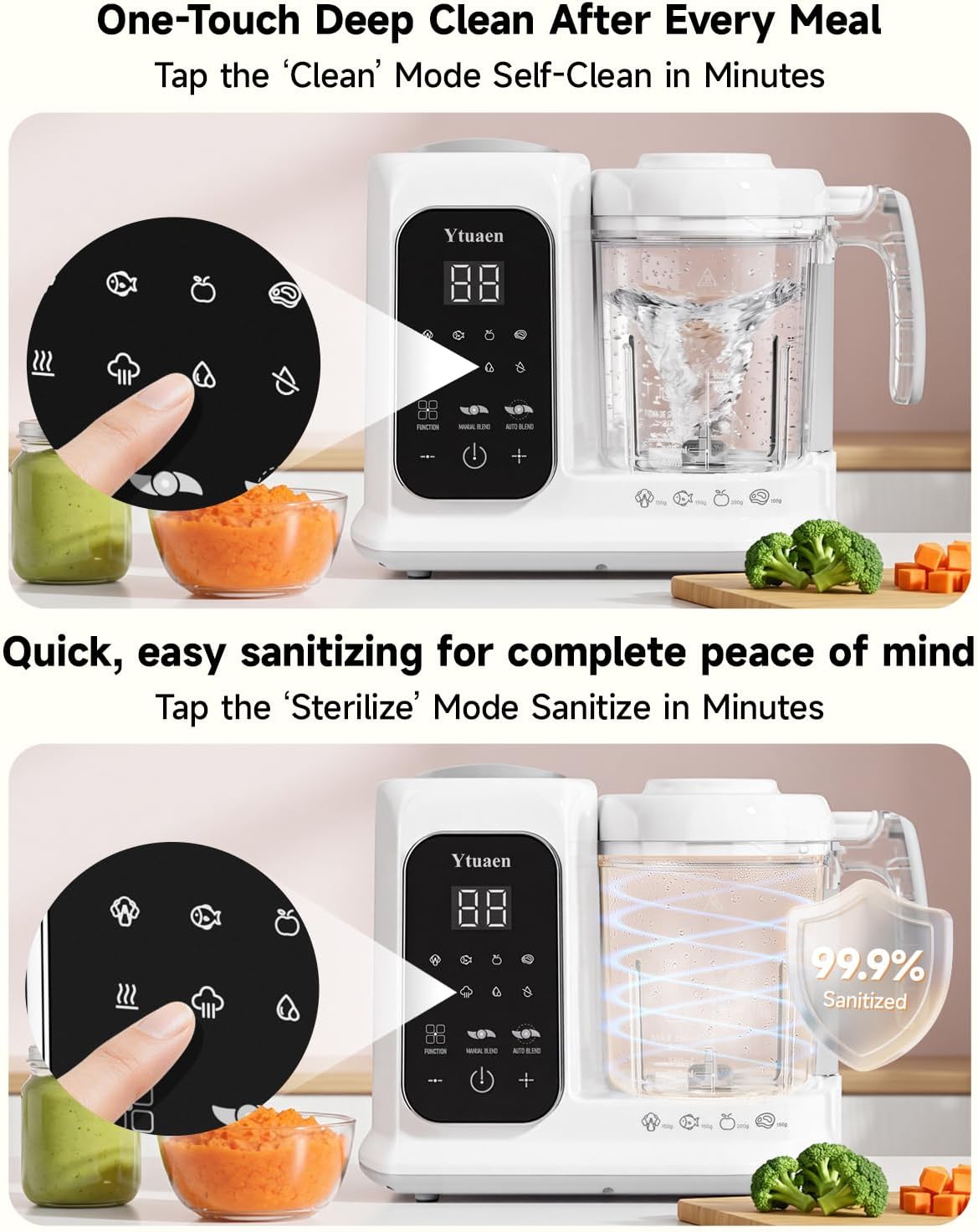 Baby Food Maker with Large Steam Basket Onestep Baby Food Processor Steamer with Steam & Grinding, Auto Cooking Self-Cleaning & Sterili-zing, BPA-Free for Healthy Homemade Baby Food — image 5 of 9