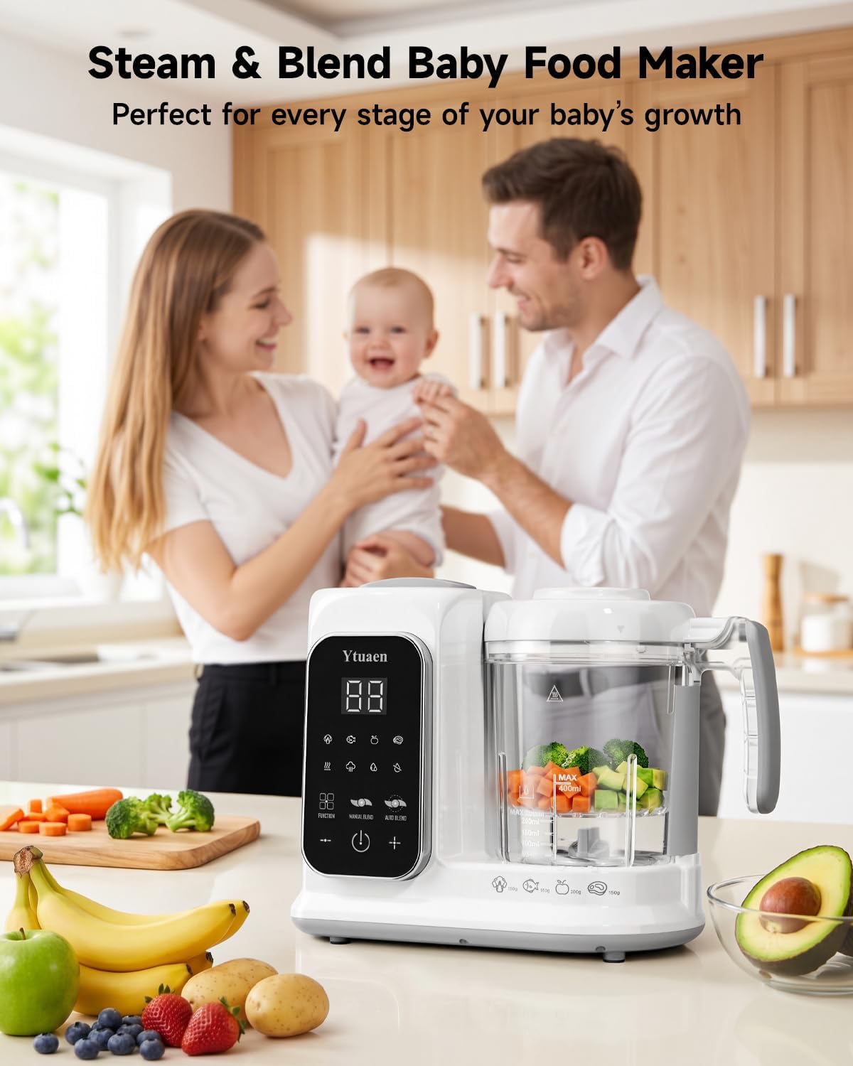 Baby Food Maker with Large Steam Basket Onestep Baby Food Processor Steamer with Steam & Grinding, Auto Cooking Self-Cleaning & Sterili-zing, BPA-Free for Healthy Homemade Baby Food — image 9 of 9