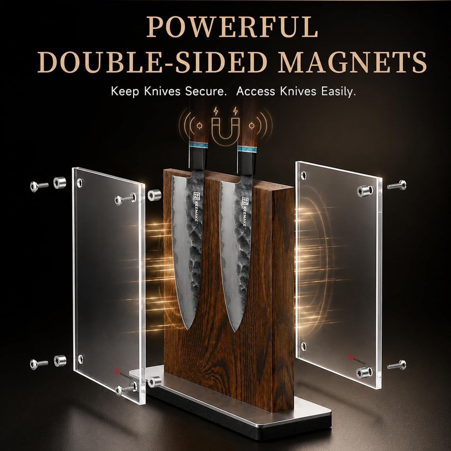 Magnetic Kitchen Knife Block Holder with Acrylic Shield — image 2 of 9