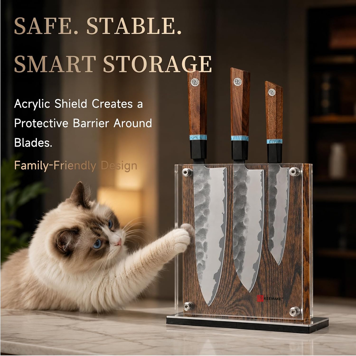 Magnetic Kitchen Knife Block Holder with Acrylic Shield — image 4 of 9