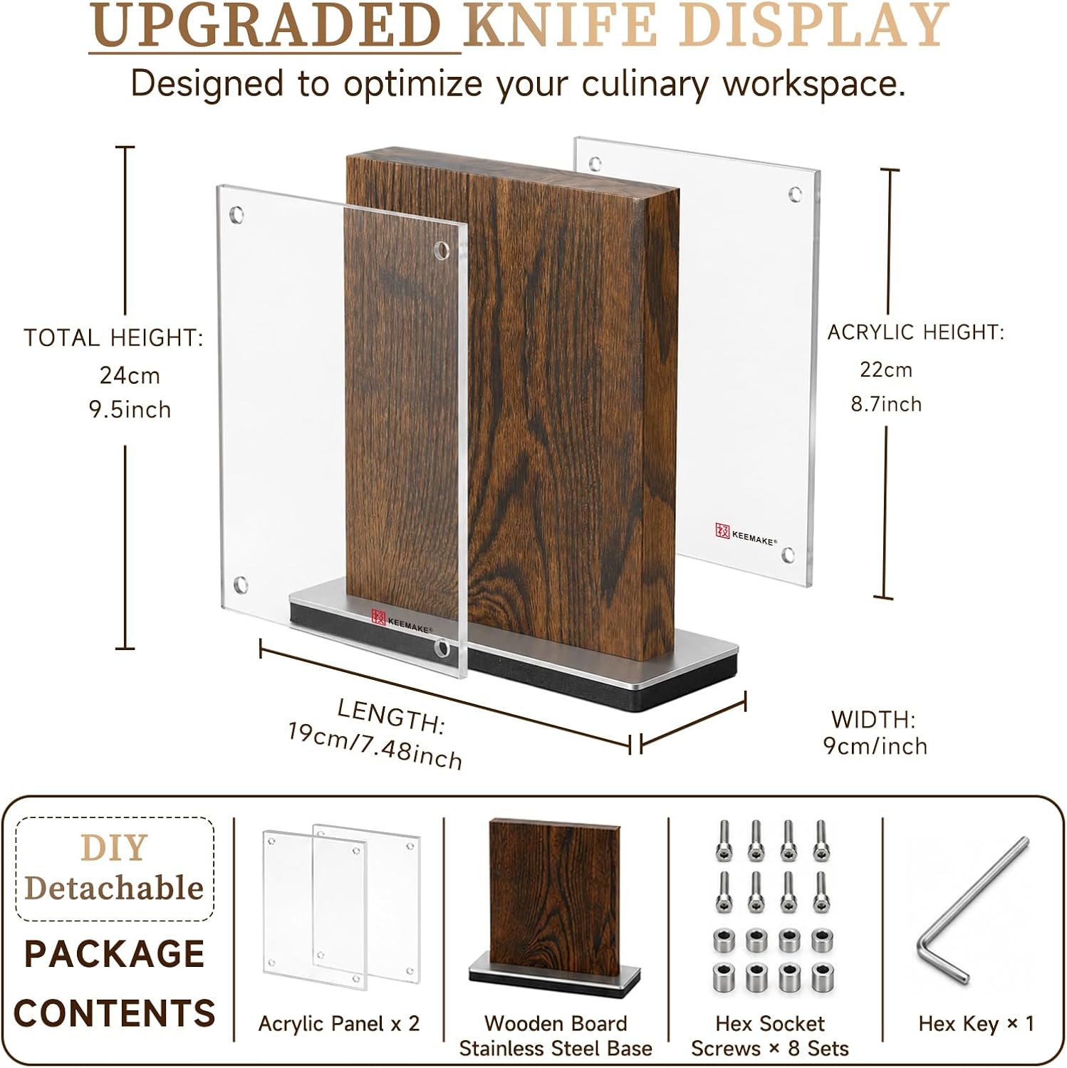 Magnetic Kitchen Knife Block Holder with Acrylic Shield — image 5 of 9