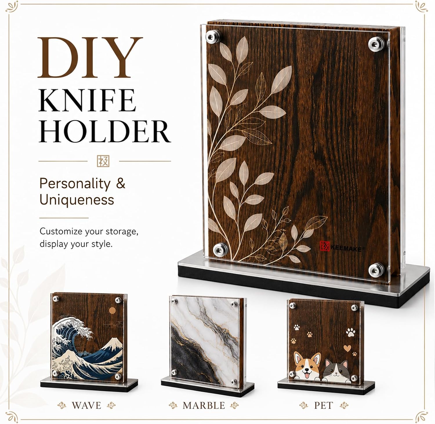 Magnetic Kitchen Knife Block Holder with Acrylic Shield — image 7 of 9
