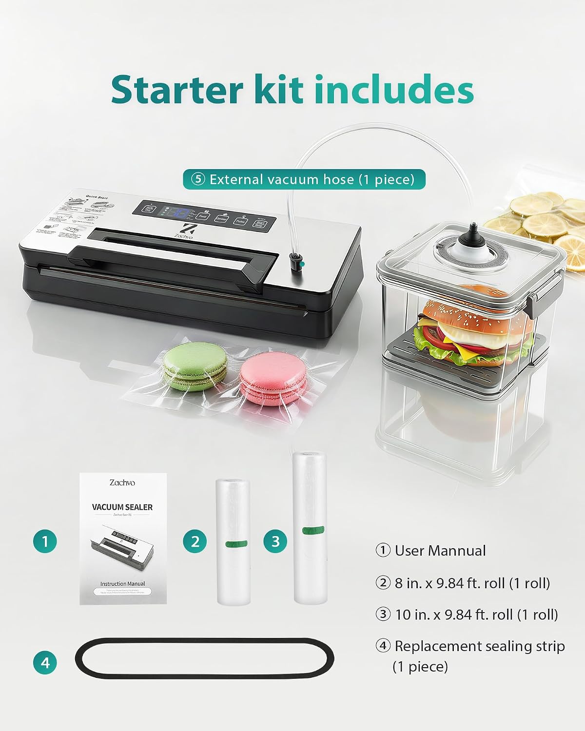 Vacuum Sealer for Food, Dual Pump, 5mm Seal for Meat, Meal Prep & Freezer — image 7 of 8