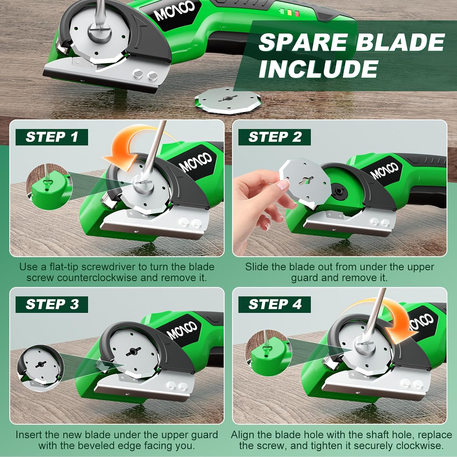 Electric Cardboard Cutter, Cordless Electric Scissors, 4V Electric Box Cutter with 2 Blades, Safety Lock & LED Light, Powerful Cutting for Cardboard Box, Plastic, Leather, Fabric — image 8 of 8